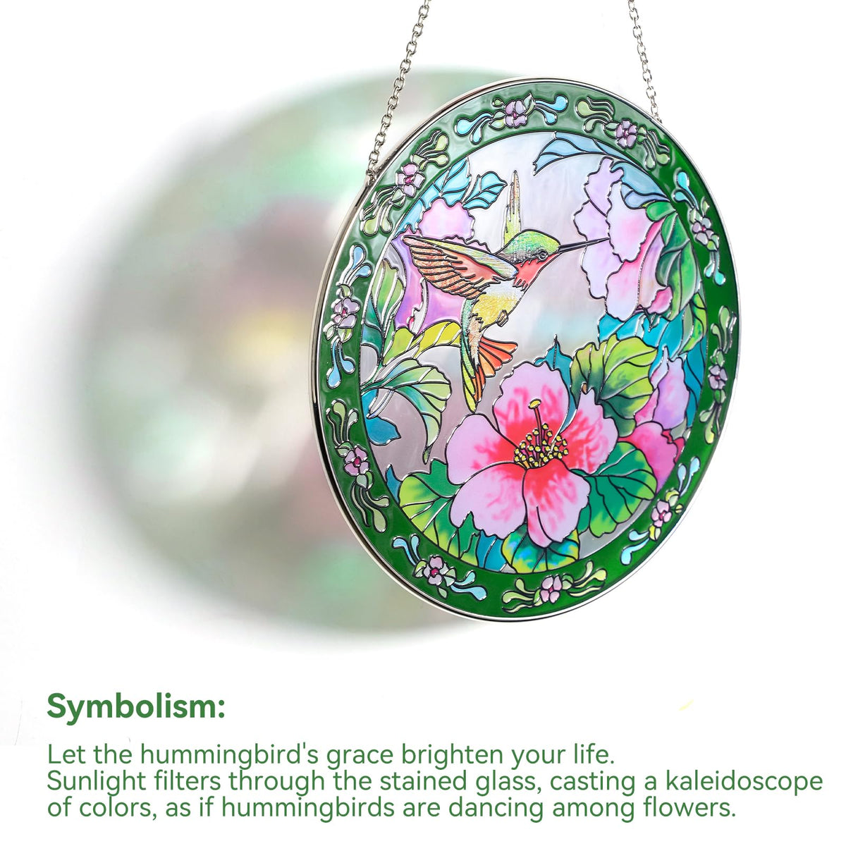 Godferyxin 8-inch hummingbird glow adds cheerful ambience.
