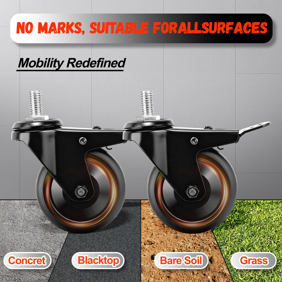 goduog 3-inch wheels glide smoothly across various surfaces