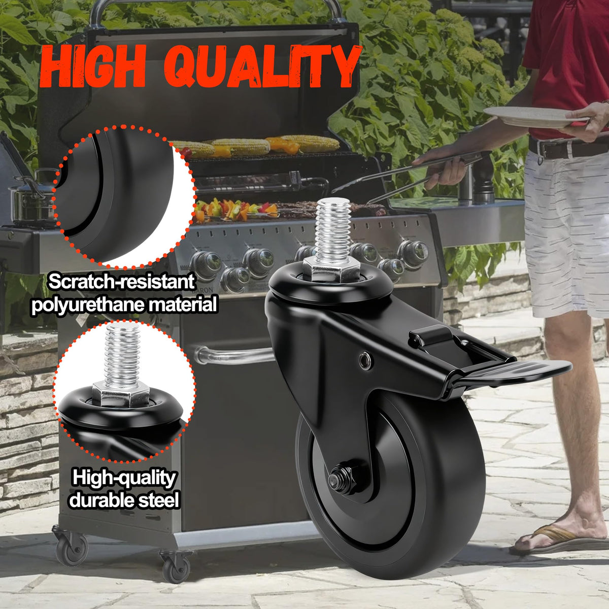 goduog 2-pack provides mobility and firm locking stability for grills