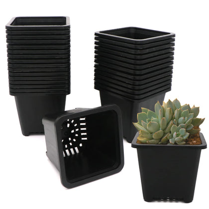 GOETOR 4-inch square pot, stackable design ideal for seed starting and space saving
