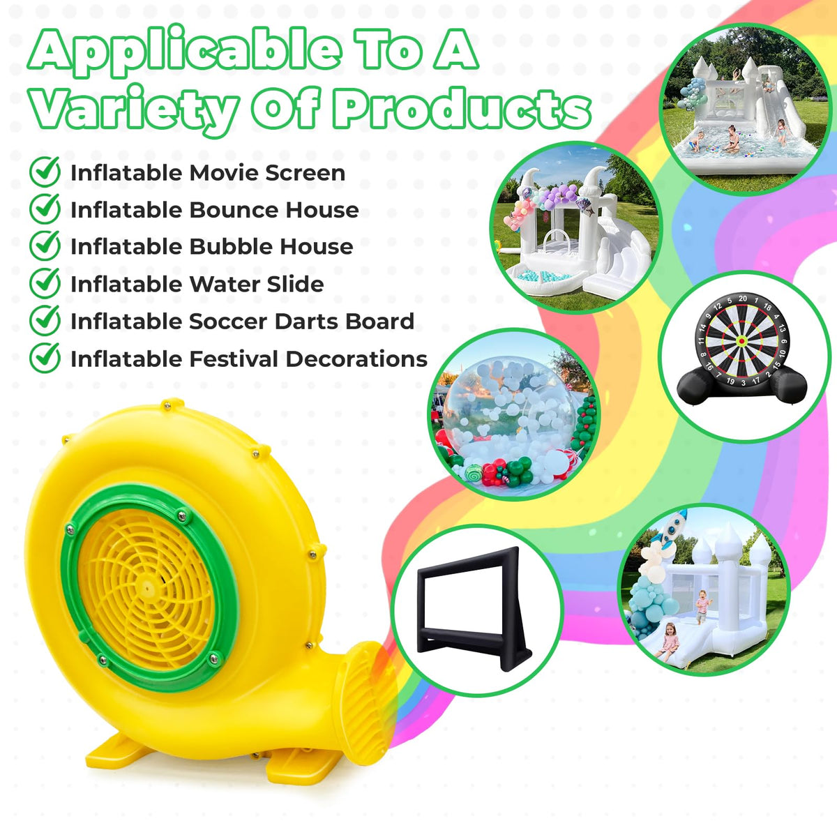GOFAFALO Blower outdoor setup in a backyard for inflatable entertainment