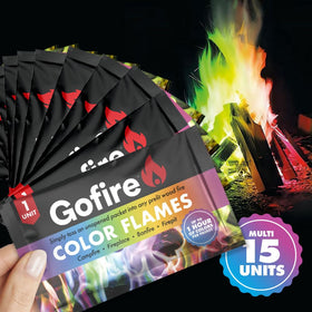 Gofire Color Flame Packets offer extended color flame sessions in a 15-pack.