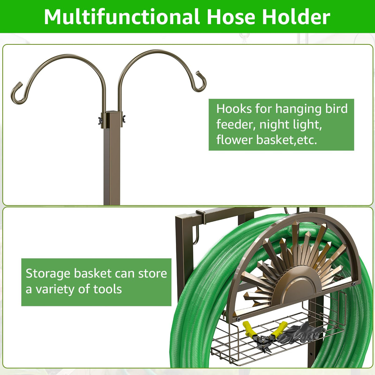 GOFORWILD 77-inch freestanding hose hanger shown in outdoor space.