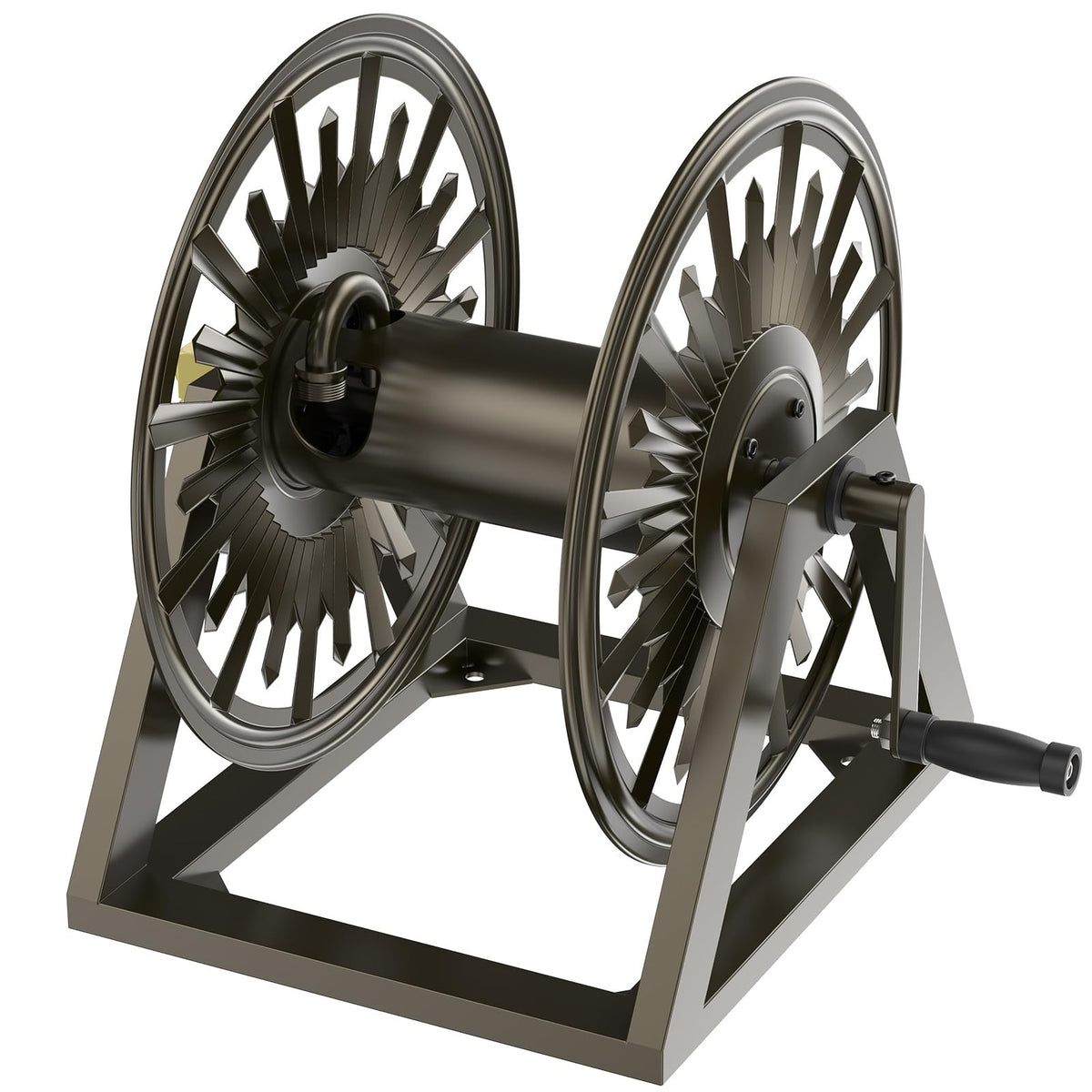 GOFORWILD heavy-duty hose reel mounted on wall for space-saving garden storage.