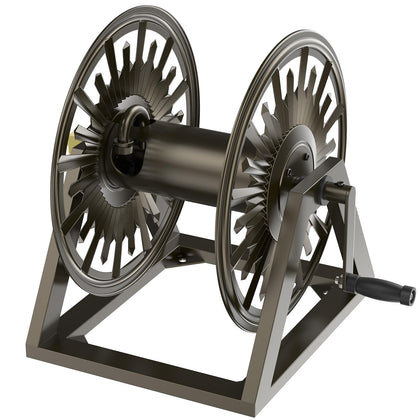 GOFORWILD heavy-duty hose reel mounted on wall for space-saving garden storage.