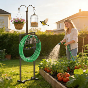 GOFORWILD hose fully extended to cover wide outdoor areas.