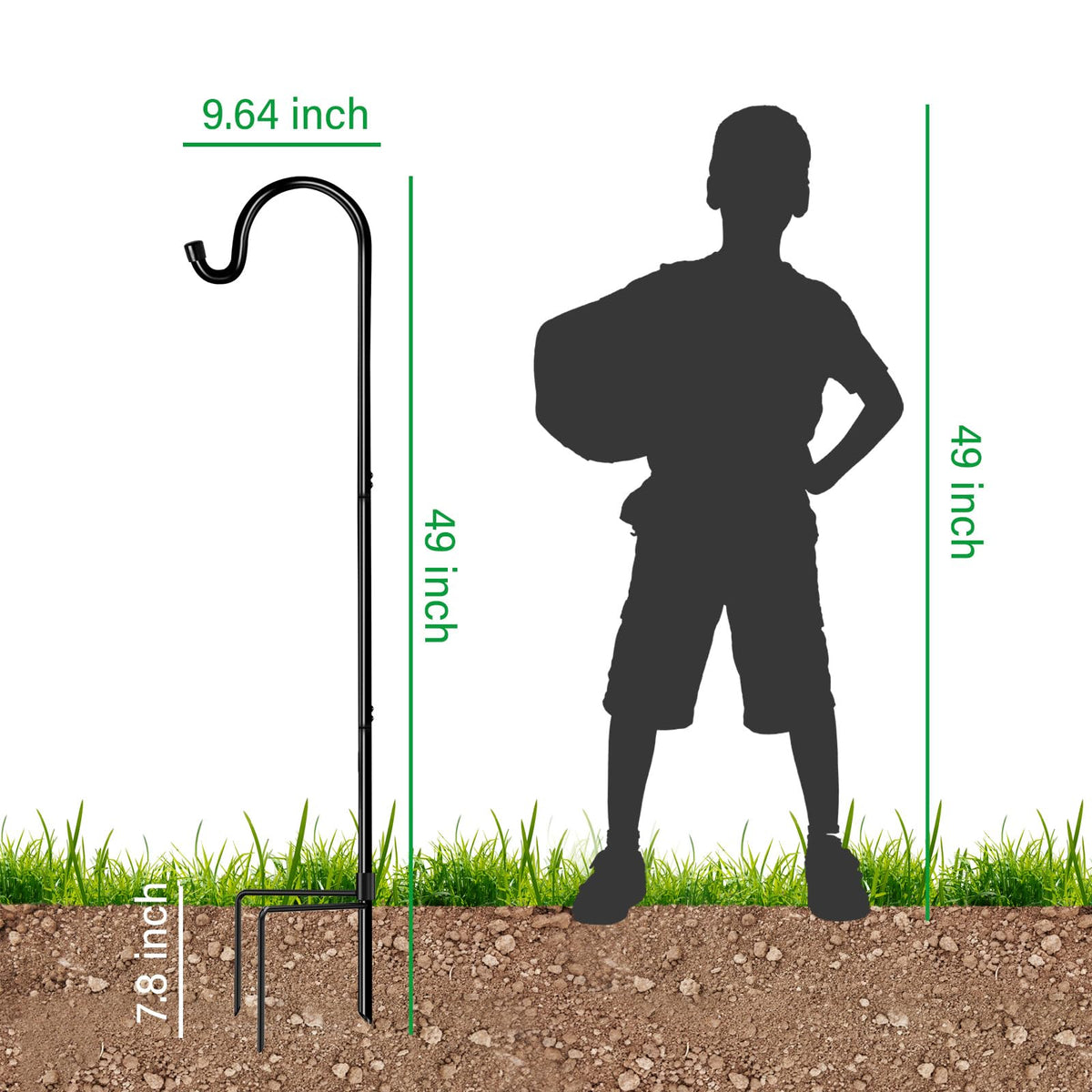 GOFORWILD shepherd hooks assembly in three parts for quick setup and compact storage.