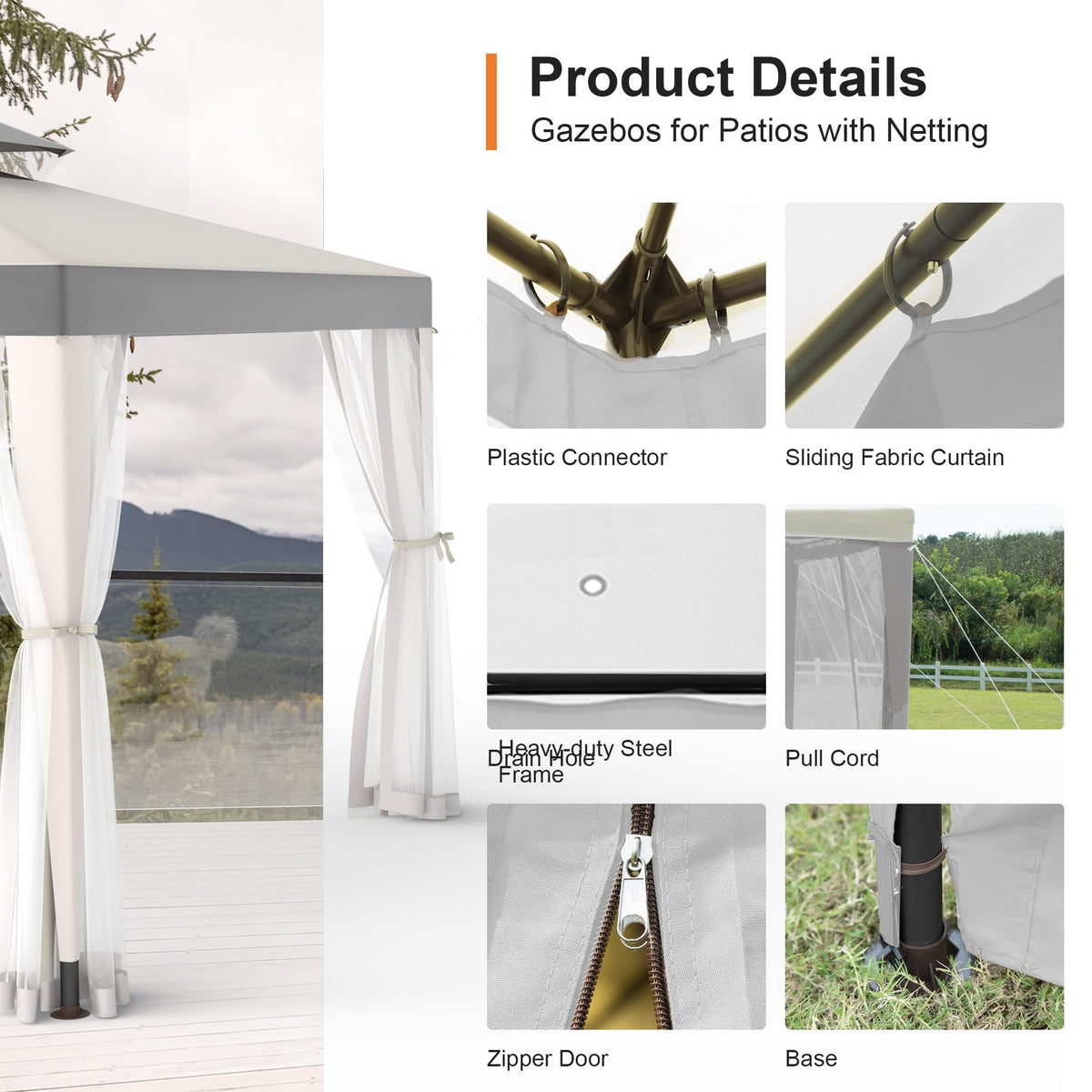 GOJOOASIS drainage-enhanced canopy reduces water buildup for rainy days