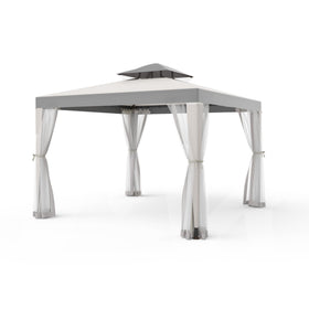 GOJOOASIS patio gazebo 10x10 cover provides shade for outdoor gatherings