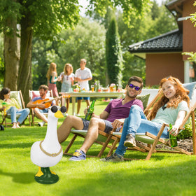 Gold-plated finish delivers shiny accents for eye-catching porch goose accessories.