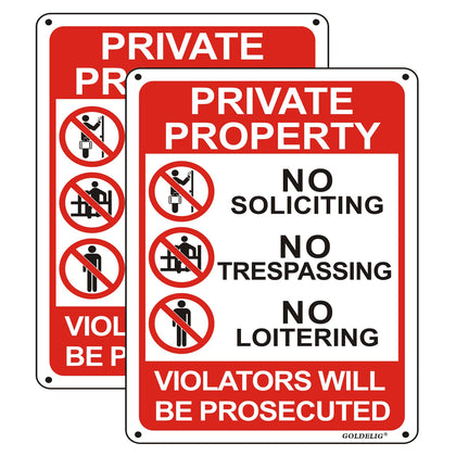 GOLDELIG private property sign front view for daytime visibility