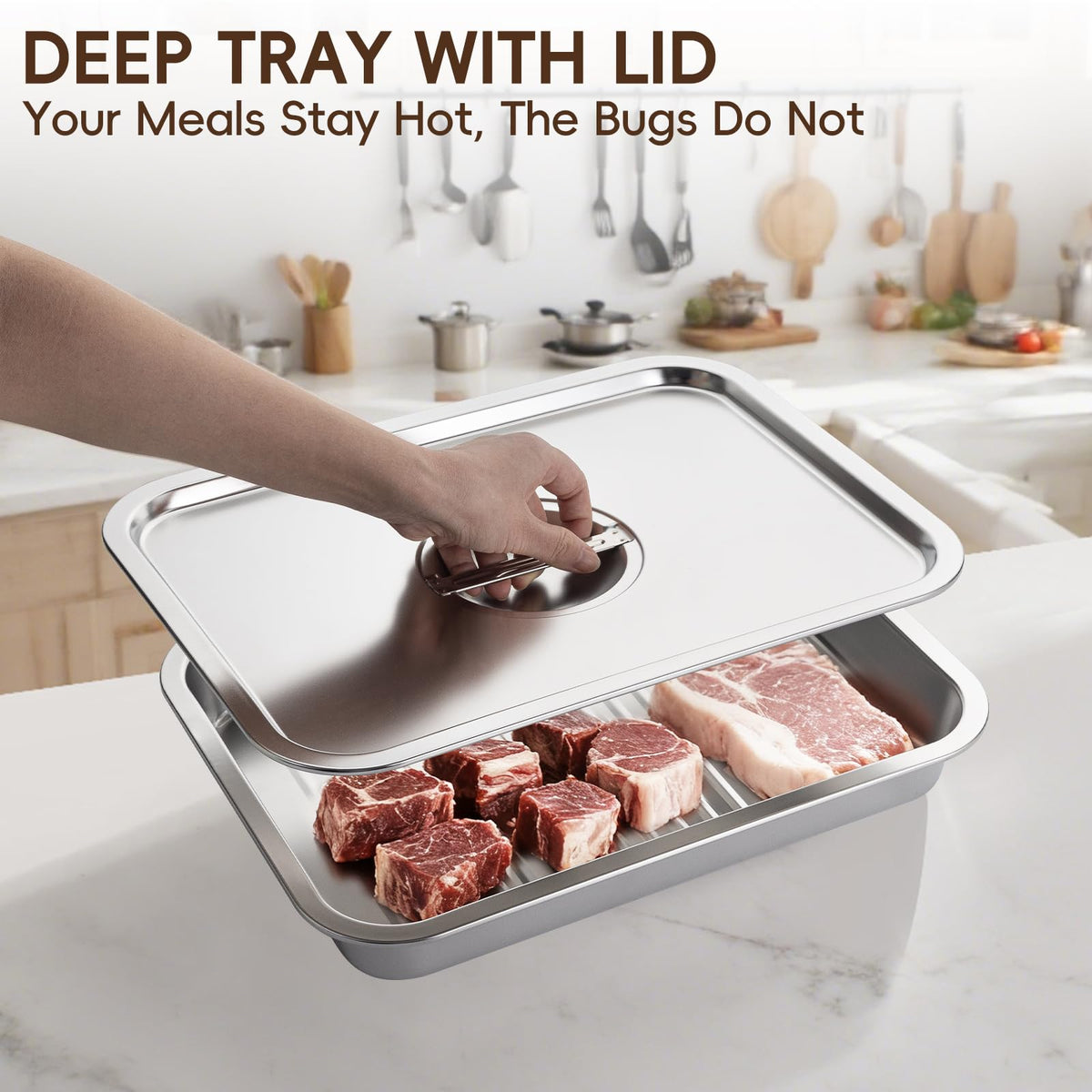 GOLDEN KEY draining rack fits inside trays for neat juice drainage