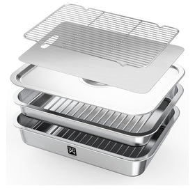 GOLDEN KEY grilling prep and serve tays trays set for organized raw and cooked food prep