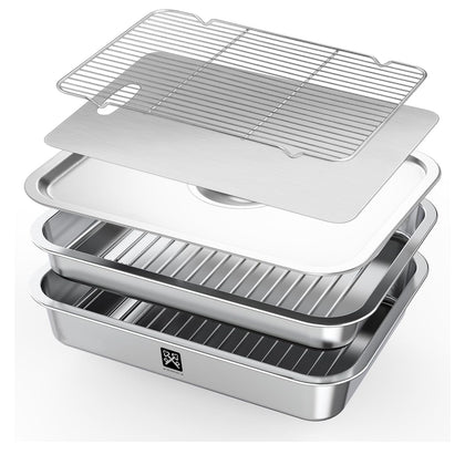 GOLDEN KEY grilling prep and serve tays trays set for organized raw and cooked food prep