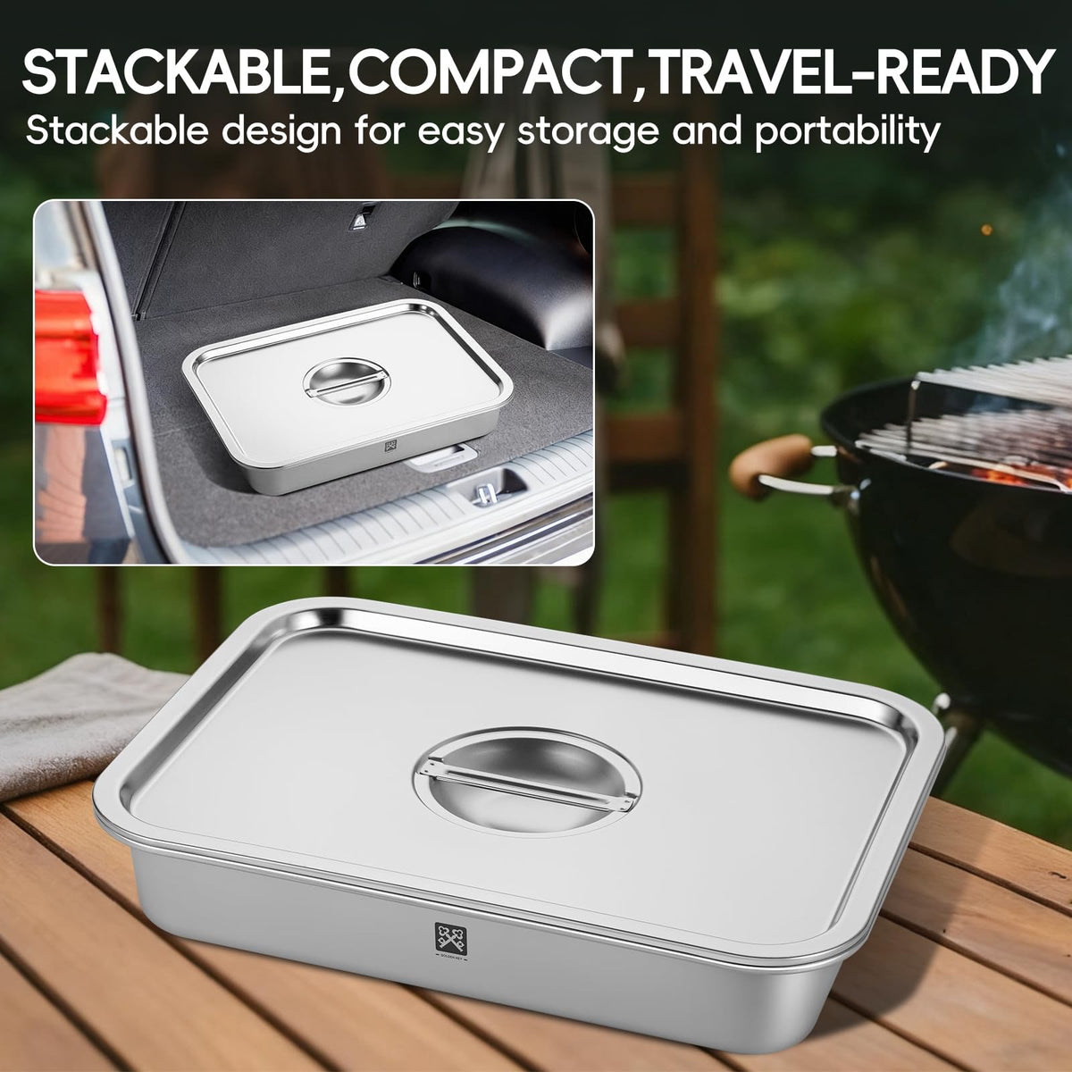 GOLDEN KEY stainless lid with cutting board keeps marinated foods clean