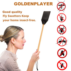 GoldenPlayer leather head features durable stitching for lasting resilience.