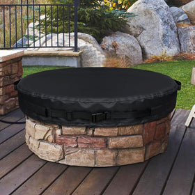 GoldenRaindrop round fire pit cover fits built-in pits for all-season protection.