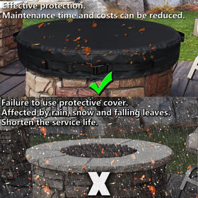 GoldenRaindrop fire pit cover with handles for easy installation and removal.