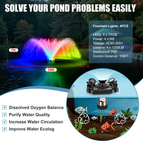 Goldlife F3 floating fountain unit showcases a balanced, easy-to-position design for large or small ponds.