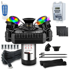 Goldlife F3 fountain aerator with V-shaped spray for dynamic water movement and aeration.