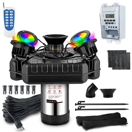 Goldlife F3 fountain aerator with V-shaped spray for dynamic water movement and aeration.