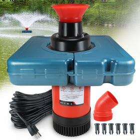 Goldlife Pond Fountain Aerator with floating base stabilizes display in water.