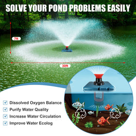 Goldlife pond fountain aerator showing dual nozzle heads for spray variations.