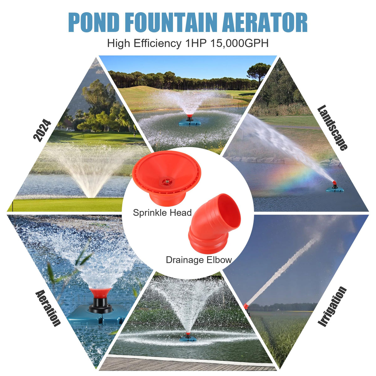 Goldlife aerator demonstrates V-pattern spray for lively water action.