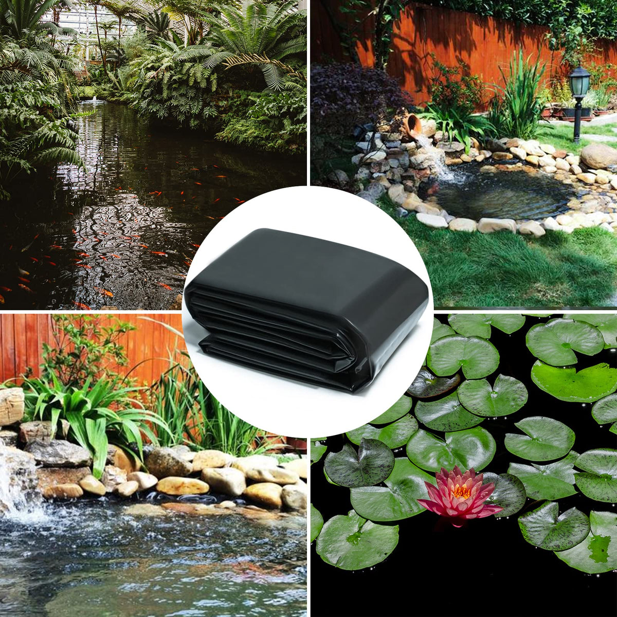 Goldshire pond liner offers easy installation for backyard features.