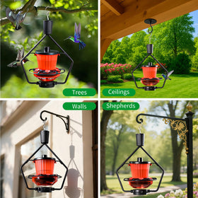 Gomazonle vibrant red finish attracts hummingbirds from afar.