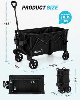 Gonex folding wagon demonstrates compact storage and easy transport.
