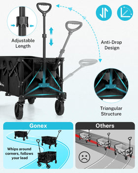 Gonex triangle-frame design offers stability on uneven terrain.