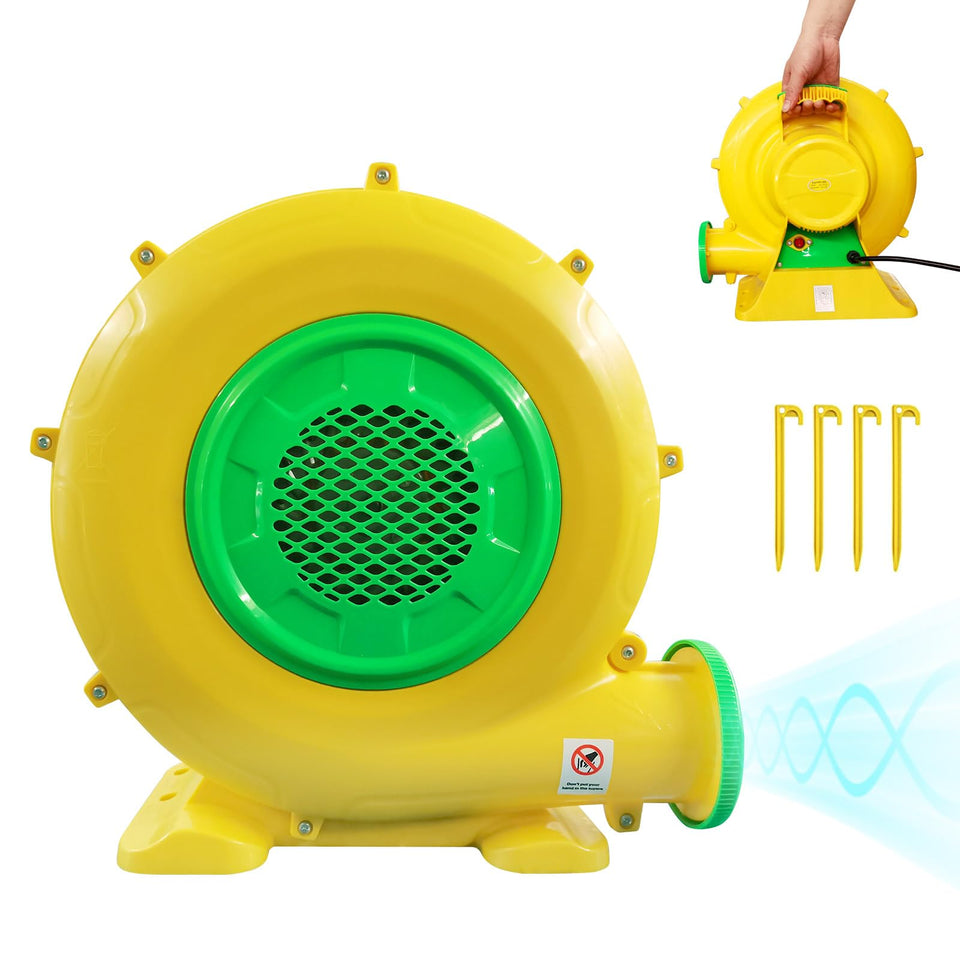 GONFLABLE air blower front view highlights compact design for quick setup