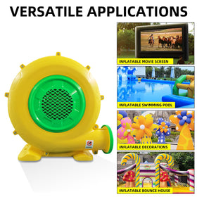 GONFLABLE secure-design blower with mesh vents for safe operation.