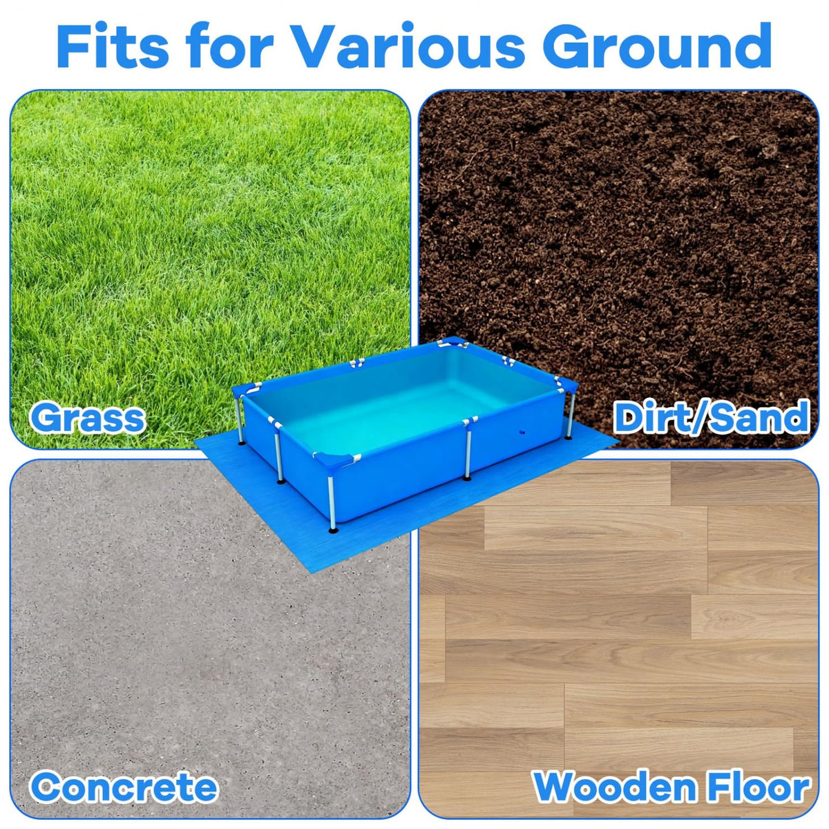 Gonioa pool pad works on grass or concrete to reduce dirt and moisture.