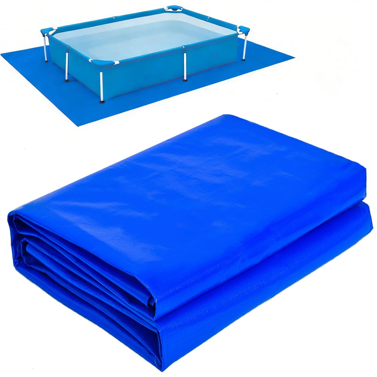 Gonioa pool pad under liner with flat base protects the pool bottom on grass.