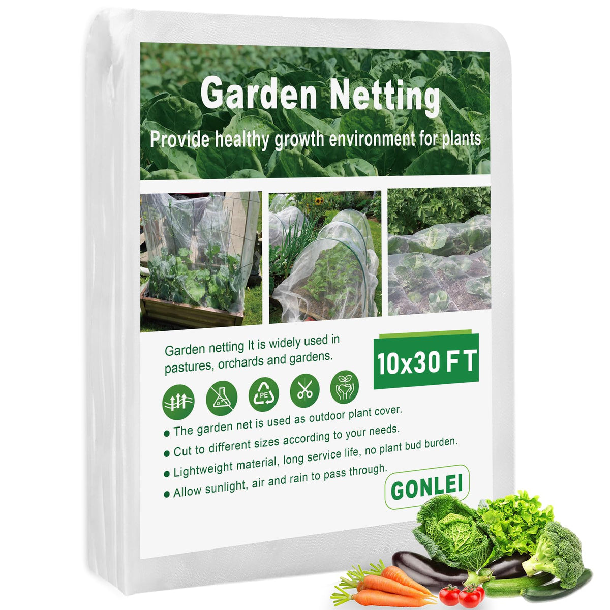 GonLei garden netting over vegetables with ultra-fine mesh protecting crops