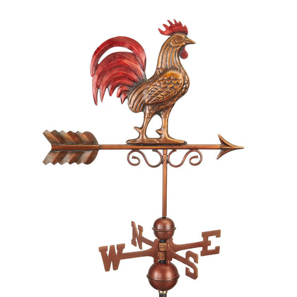 Good Directions Bantam red rooster copper weathervane figure atop for classic curb appeal.