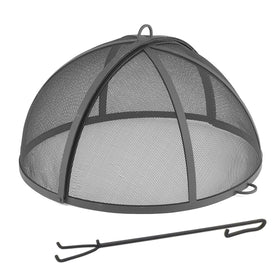 Good Directions fire pit spark screen hinged for easy access to the flame.