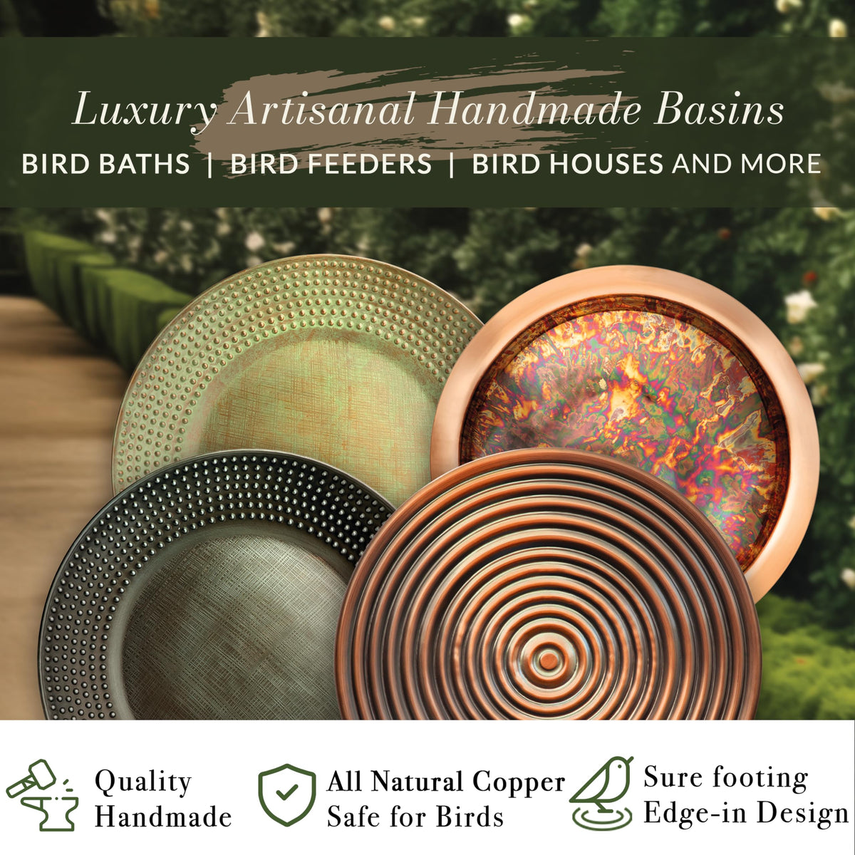 Good Directions Hanging Fire Copper Bird Bath dimensions 18 inches for backyard visibility