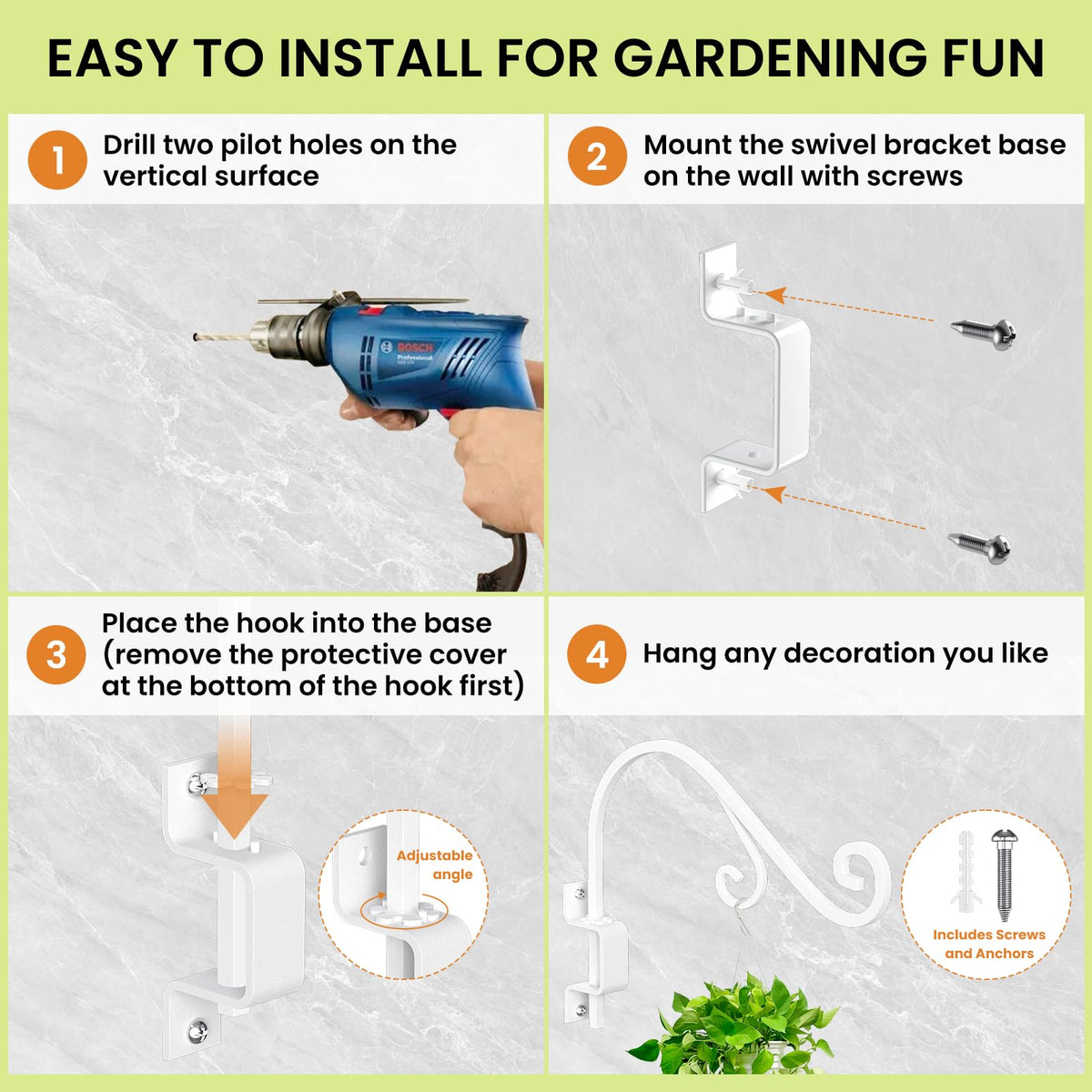 GOODBUY Swivel Plant Hanger outdoor design for durable wall mounting.