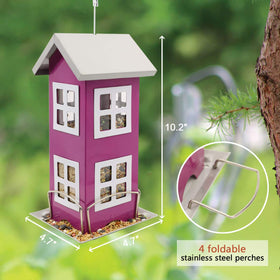 Goodeco bird feeder lid open highlights easy refilling with minimal spills.