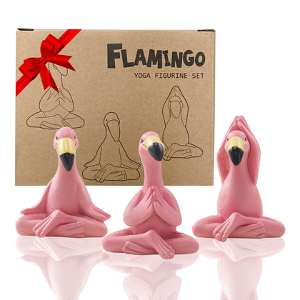 Goodeco mini yoga flamingo figurine meditating adds tranquil focal point for desk or garden.