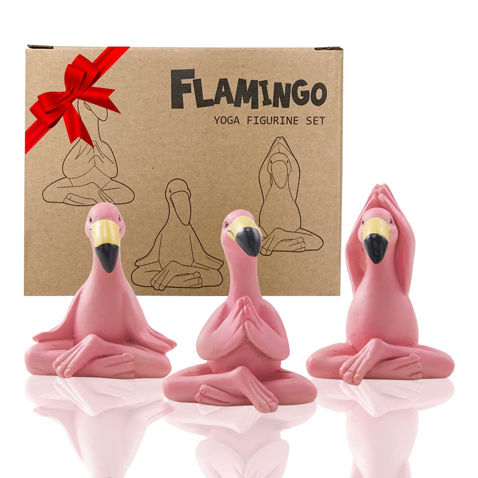 Goodeco mini yoga flamingo figurine meditating adds tranquil focal point for desk or garden.