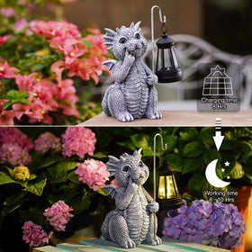 Goodeco patio dragon garden ornament enhances evening ambiance on the porch