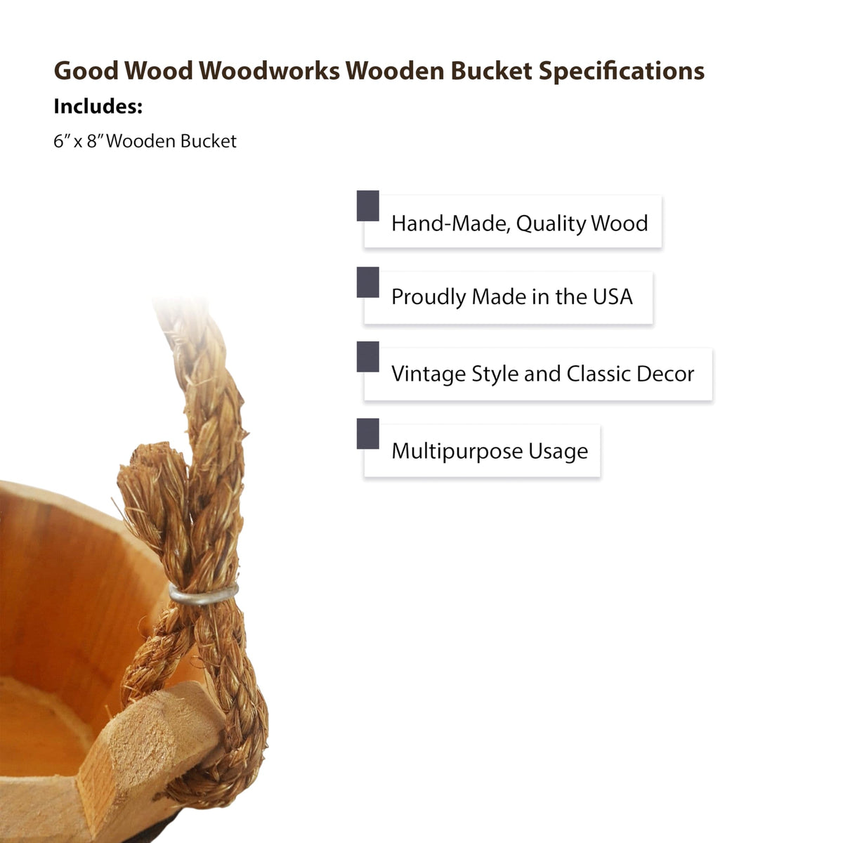 Goodwood decorative well bucket enhances shelves, entryways, or patios.