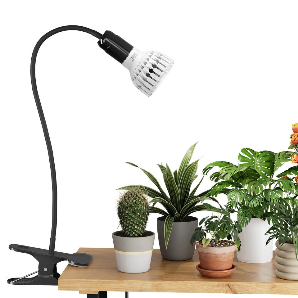 GooingTop Grow Light desk clip in action boosting indoor plant growth