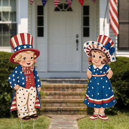 Goolife 4th of July yard sign with stakes for durable outdoor display.
