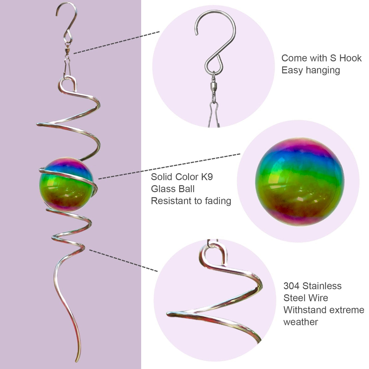 Goollyrusim Weatherproof spiral tail endures wind and weather year-round.
