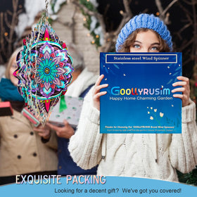 Goolyrusim wind spinner mandala jasmine full view showcases 12-inch size and kinetic movement